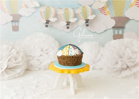 Hot Air Balloon First Birthday Cake Smash Gilmore Studios Orange County CA Gilbert AZ