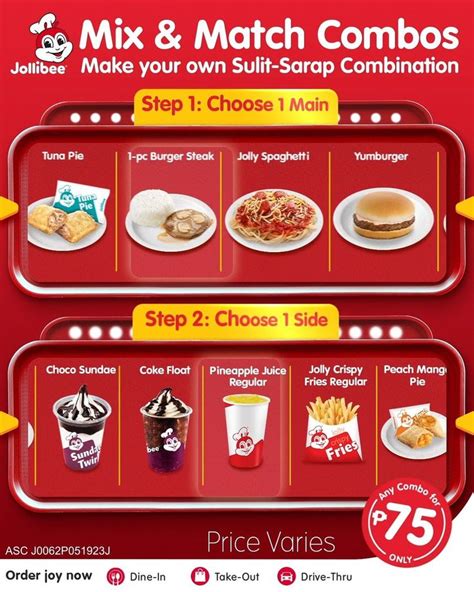 Jollibee Mix And Match Combos Create Your Own Sulit Sarap Combo