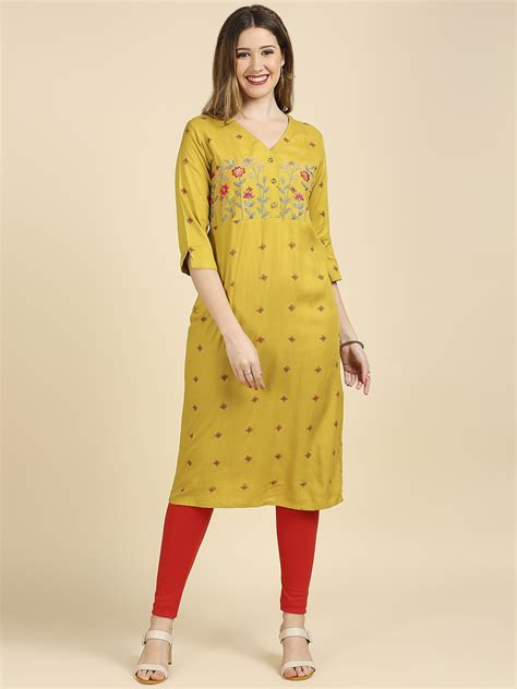 Buy Anubhutee Ethnic Motifs Printed Thread Work Kurta Kurtas For