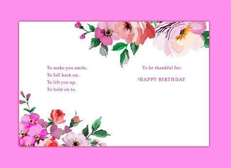 Flower Print With Pink Ribbon Birthday Card for Mom - Greeting Cards ...