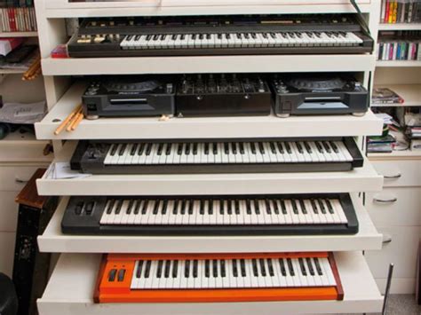 Really Nice Storage Rack For You Synths In The Studio Music Studio