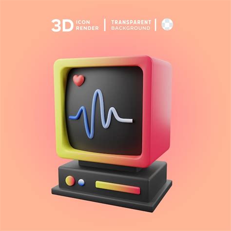 Premium Psd 3d Icon Heart Rate Monitor Illustration