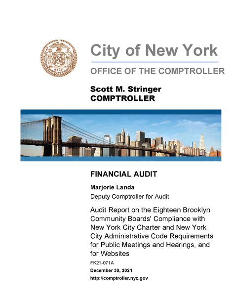 Audit Report on the Eighteen Brooklyn Community Boards’ Compliance with ...