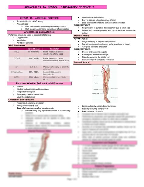 Solution Pmls Lesson Arterial Puncture Studypool