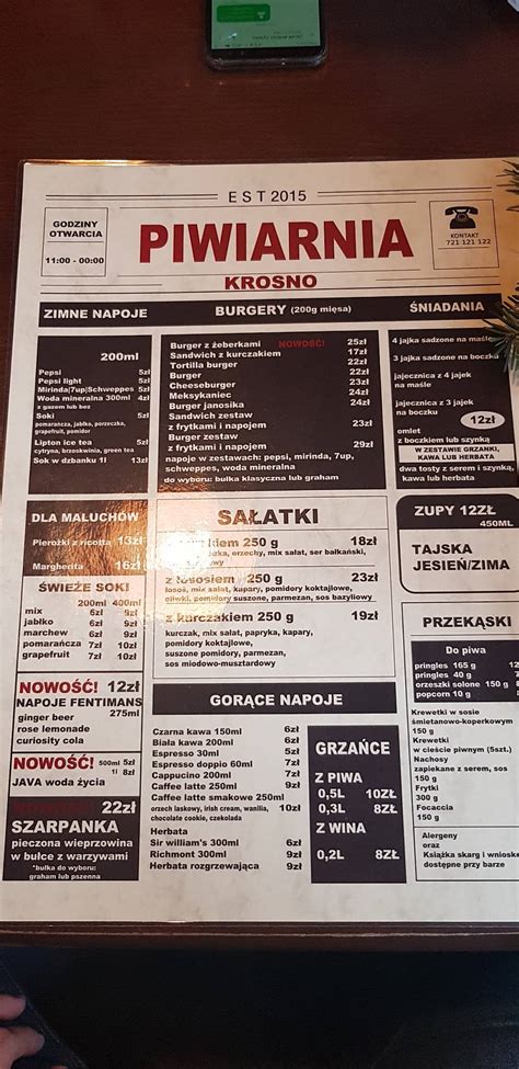 Menu At Piwiarnia Krosno Restaurant Krosno