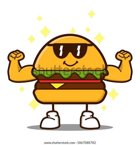 Cute Burger Cartoon Mascot Character Funny Stock Vector (Royalty Free ...