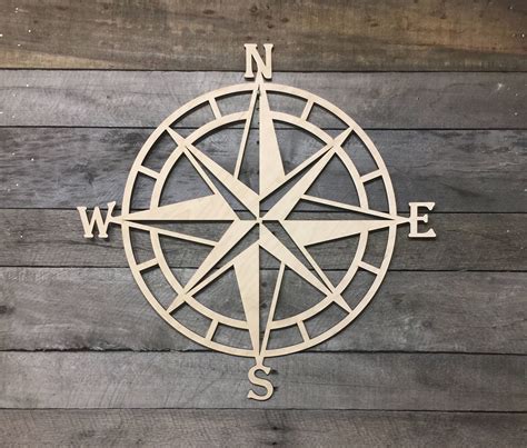 Wooden Nautical Compass Wall Decor Nautical Wall Art Beach