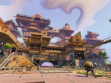 Fortnite video game city architectural structures 2K wallpaper download