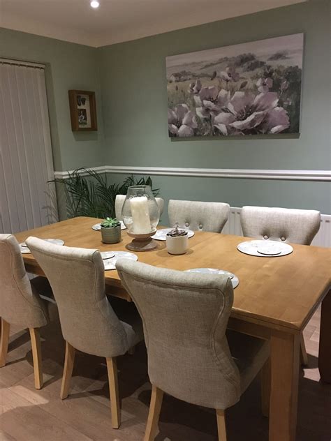 Solid Oak Dining Table Green Dining Room Green Dining Room Walls