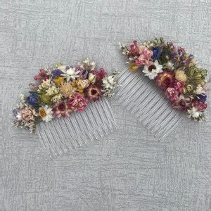 Wild Flower Bridal Hair Combs Wedding Dried Flower Hair Combs In