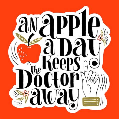 Premium Vector An Apple A Day Keeps The Doctor Away Handdrawn