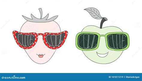 Fruits In Cute And Cool Sunglasses Stock Vector Illustration Of Fruit Background 101011219