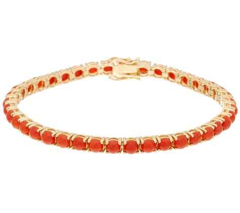 Red Coral 8 Tennis Bracelet 14k Gold —