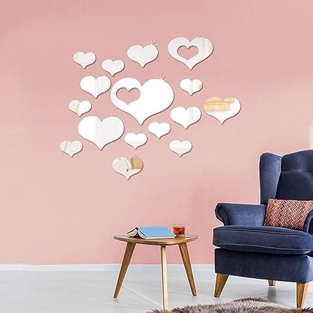 CCINEE 23pcs Heart Shape Mirror Wall Sticker 3D Art Wall Decal