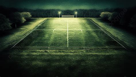 Empty Soccer Field At Night