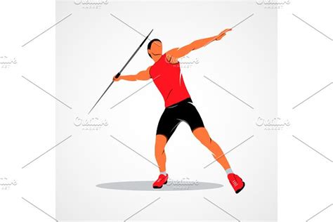 Javelin throw. Athlete silhouette | Pre-Designed Illustrator Graphics ...