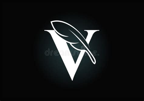 Initial V Monogram Alphabet With A Feather Font Emblem Law Firm Icon