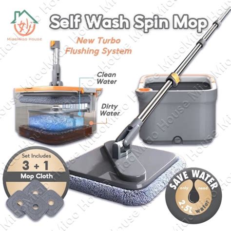 Self Wash Spin Mop Spinner Flat Mop 360 Rotating Floor Mop With Clean