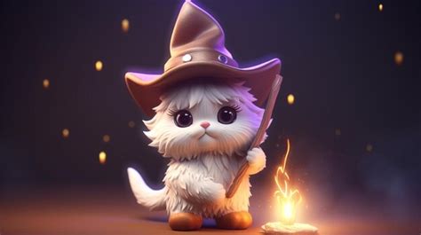 Un Lindo Y Diminuto Gato Hiperrealista Con Mago De Fantas A Ia