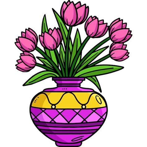 Clipart De Color De Dibujos Animados De Florero De Primavera Vector