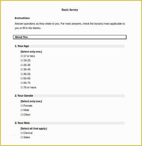 Free Survey Template Word Of 39 Word Survey Templates Free Download Heritagechristiancollege