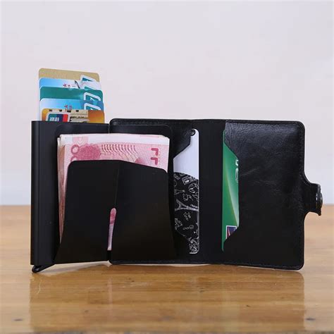 Slim Aluminum Wallet With Elasticity Back Pouch Id Credit Card Holder