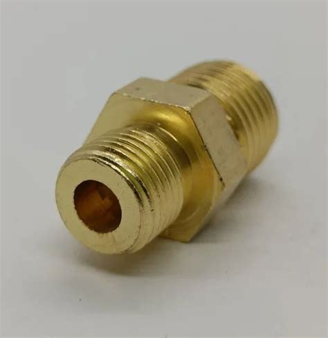 Two End Threaded Inch Golden Brass Hex Nipple For Pipe Fitting