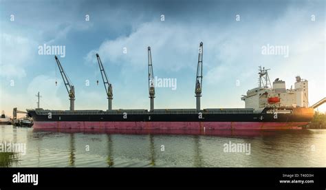 Bulk Container Ship Waiting To Be Loaded At The Port Of Sacramento Ca