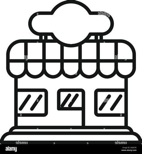 Line Art Icon Logo Of A Small Business Storefront Facade With Windows