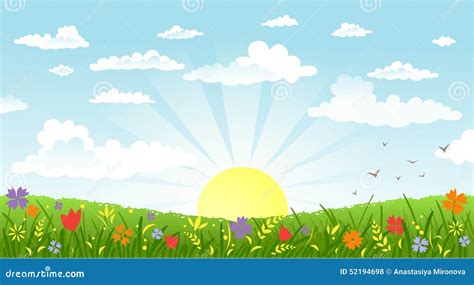 Countryside Panorama In The Morning Stock Vector Illustration Of