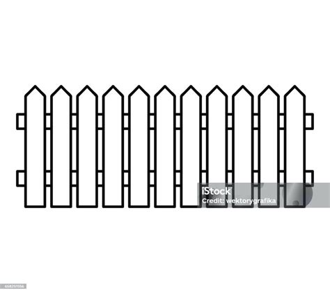 Bayangan Hitam Pagar Kayu Terisolasi Desain Ikon Simbol Vektor
