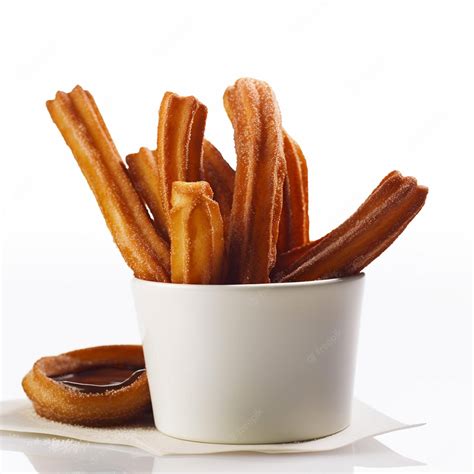 Premium Photo A Cup Of Churros With Sauce Is On A White Table