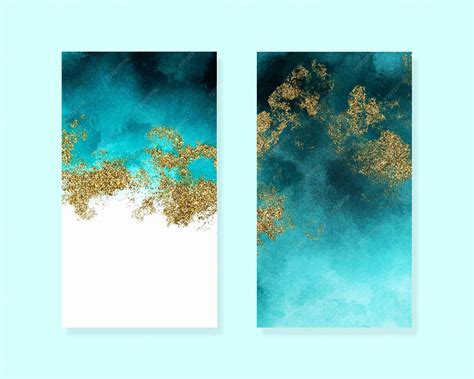 Premium Vector | Abstract Turquoise and Gold Watercolor Instagram Story