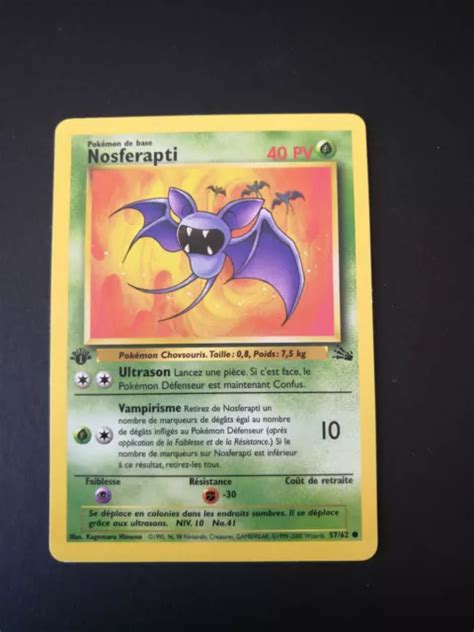 CARTE POKÉMON NOSFERAPTI 1ère édition Wizards Fossile 57 62