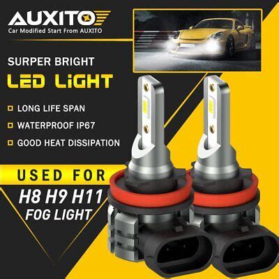 2X AUXITO H11 H8 LED Fog Driving Light 6000K Super Bright Bulb DRL