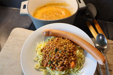 Schw Bische Linsen Aus Dosenlinsen Mit Suppengr N Rezept