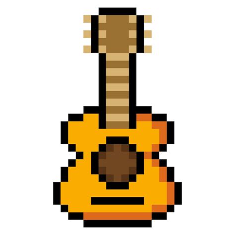 Premium Vector Acoustic Guitar In Pixel Art Style