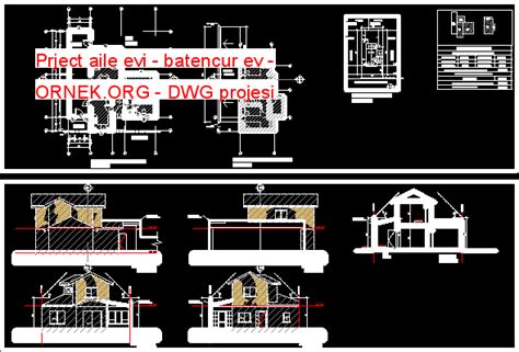 Prject Aile Evi Batencur Ev Dwg Projesi Autocad Projeler