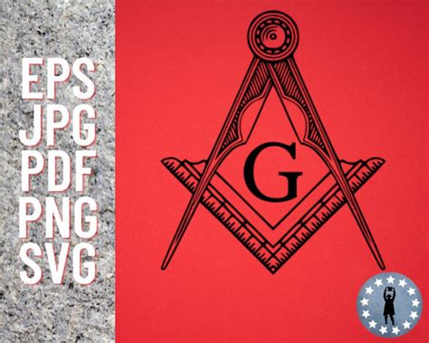 Masonic Square And Compass Freemason Digital File Svg Eps  Pdf Png Etsy