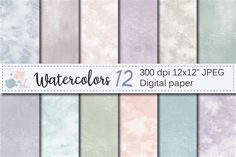 Neutral Watercolor Digital Papers Textures Backgrounds Gráfico por