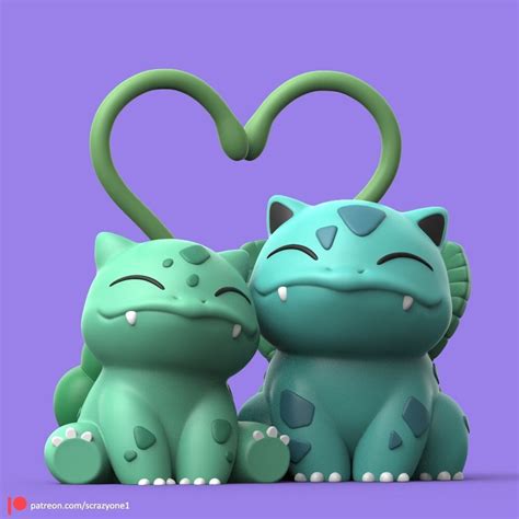 Valentine S Bulbasaur 3D Printed Model Etsy