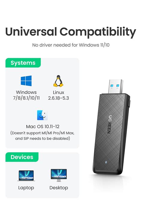 【new Arrival】ugreen Wifi Adapter 1300mbps 5ghz And 2 4ghz Dual Band Usb