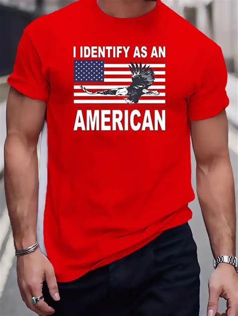 American Flag Eagle Graphic Print Mens Creative Top Casual Temu Canada