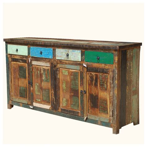 Appalachian Rustic Multi Color Old Wood 73 Buffet Cabinet Rustic