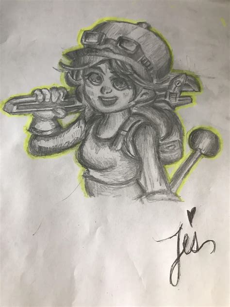 [Art] Jessie Fan Art Redraw! (w/pencil) : r/Brawlstars