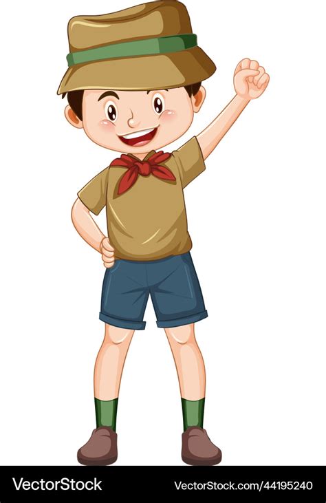 Camping boy cartoon character Royalty Free Vector Image