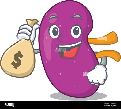 Crazy Rich Kidney Mascot Design Having Money Bags Stock Vector Image