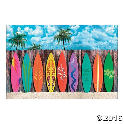 Plastic Surfs Up Surfboard Backdrop Banner Photo Prop For Sale Online