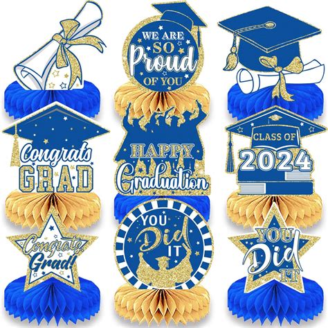 9 Pieces Blue Graduation Party Decorations Double Side