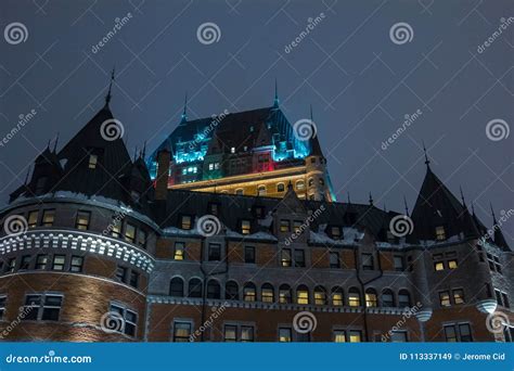 View of Frontenac Castle Chateau De Frontenac, in French in Winter ...